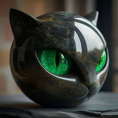 Elfriede® | Schwarze Katzen-Skulptur aus Stein