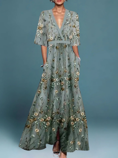 Laurel - Maxikleid mit Blumenstickerei