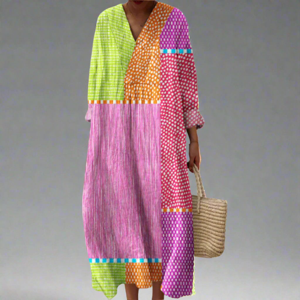 Valentina® | Patchwork Polka Maxi Kleid
