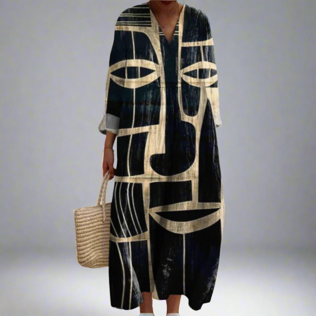Theresa® | Tribal-inspiriertes künstlerisches Midikleid