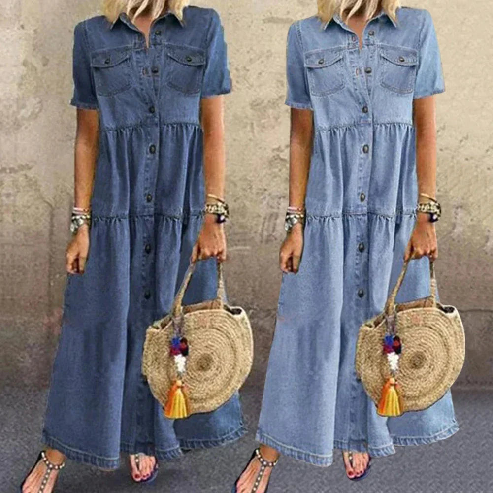 Elowen® | Weiches Denim Kleid