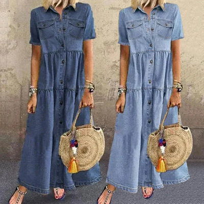 Elowen® | Weiches Denim Kleid