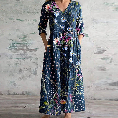 Isolde® | Sommerkleid aus Leinen & Baumwolle mit Blumenmuster