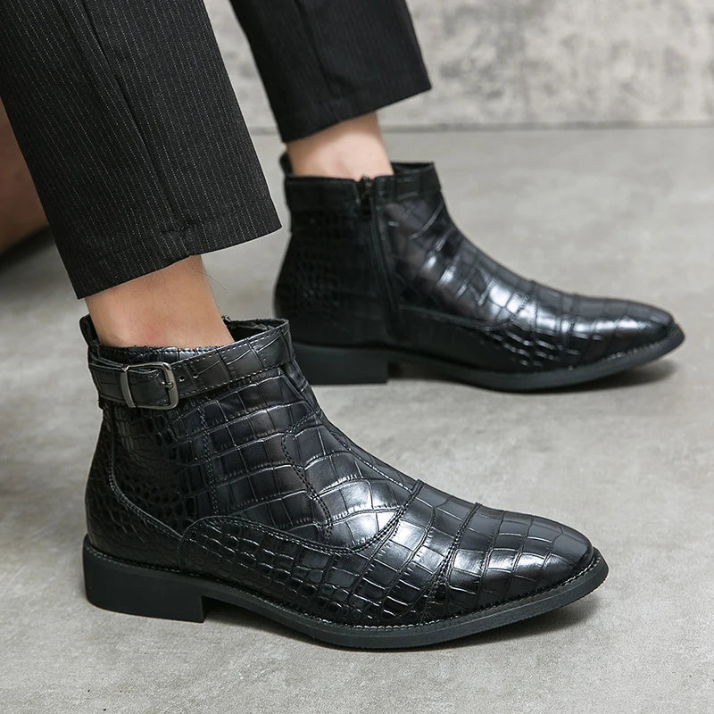 Leon® | Stiefeletten mit Schnalle aus Kunstleder