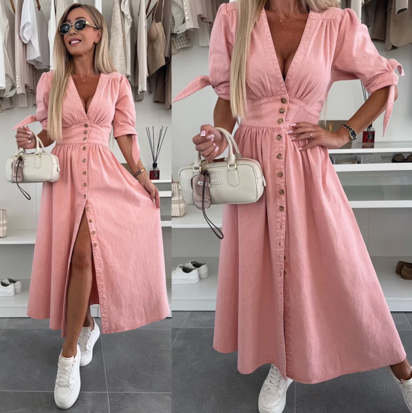 Louise - Leuchtendes Denim-Kleid