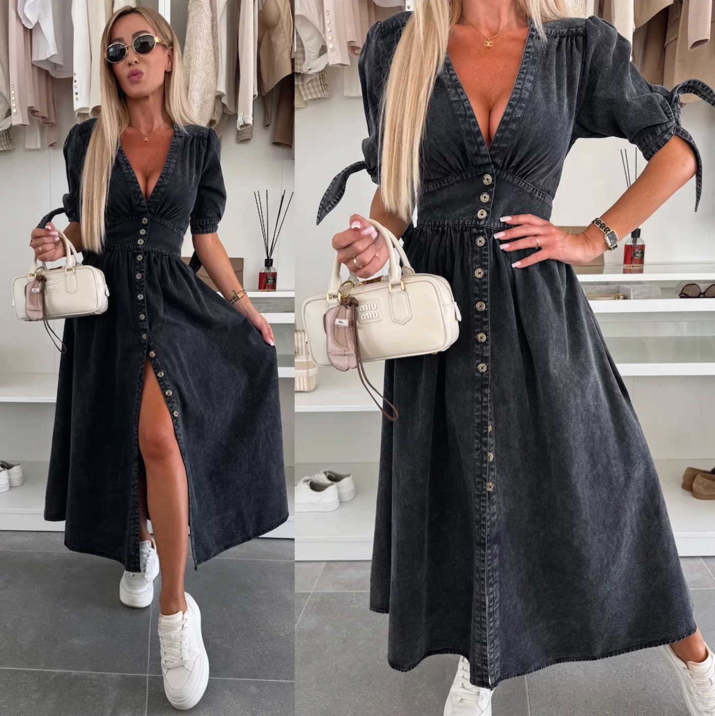 Louise - Leuchtendes Denim-Kleid