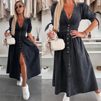 Louise - Leuchtendes Denim-Kleid