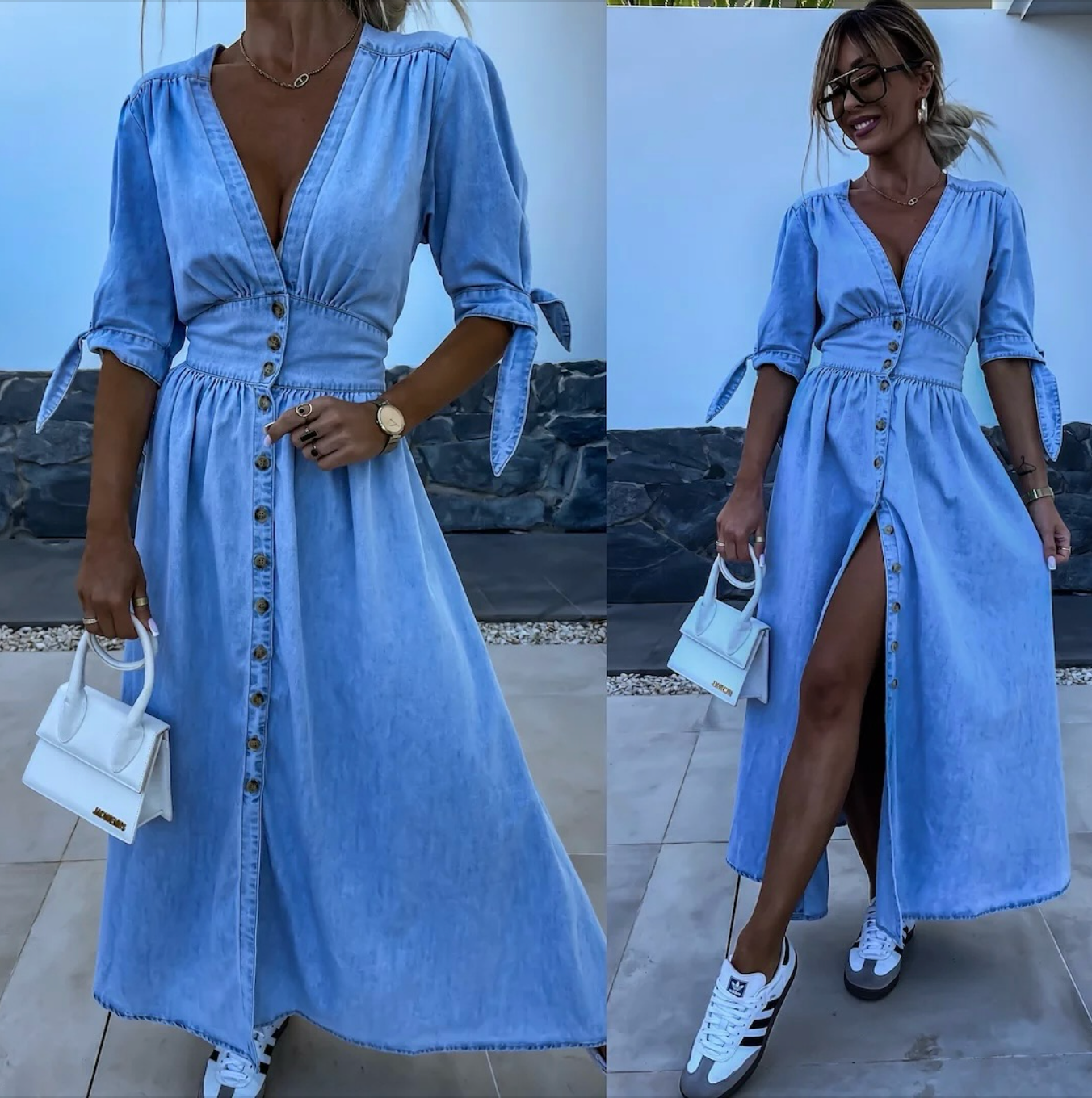 Louise - Leuchtendes Denim-Kleid