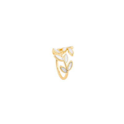 Noa® | Verstellbarer Goldring mit Blatt und Weißopal