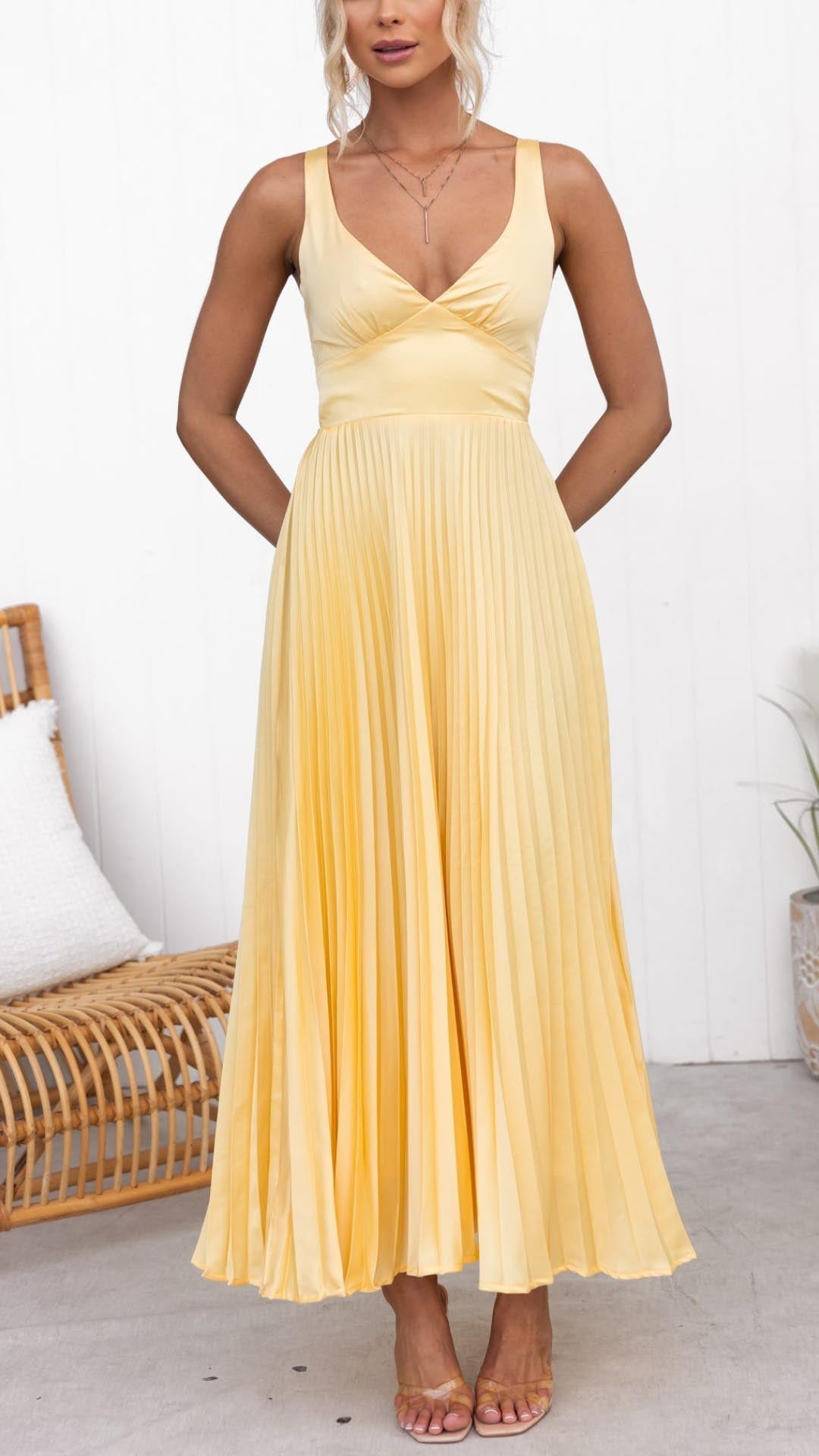 Lydia - Midikleid mit Falten und V-Ausschnitt