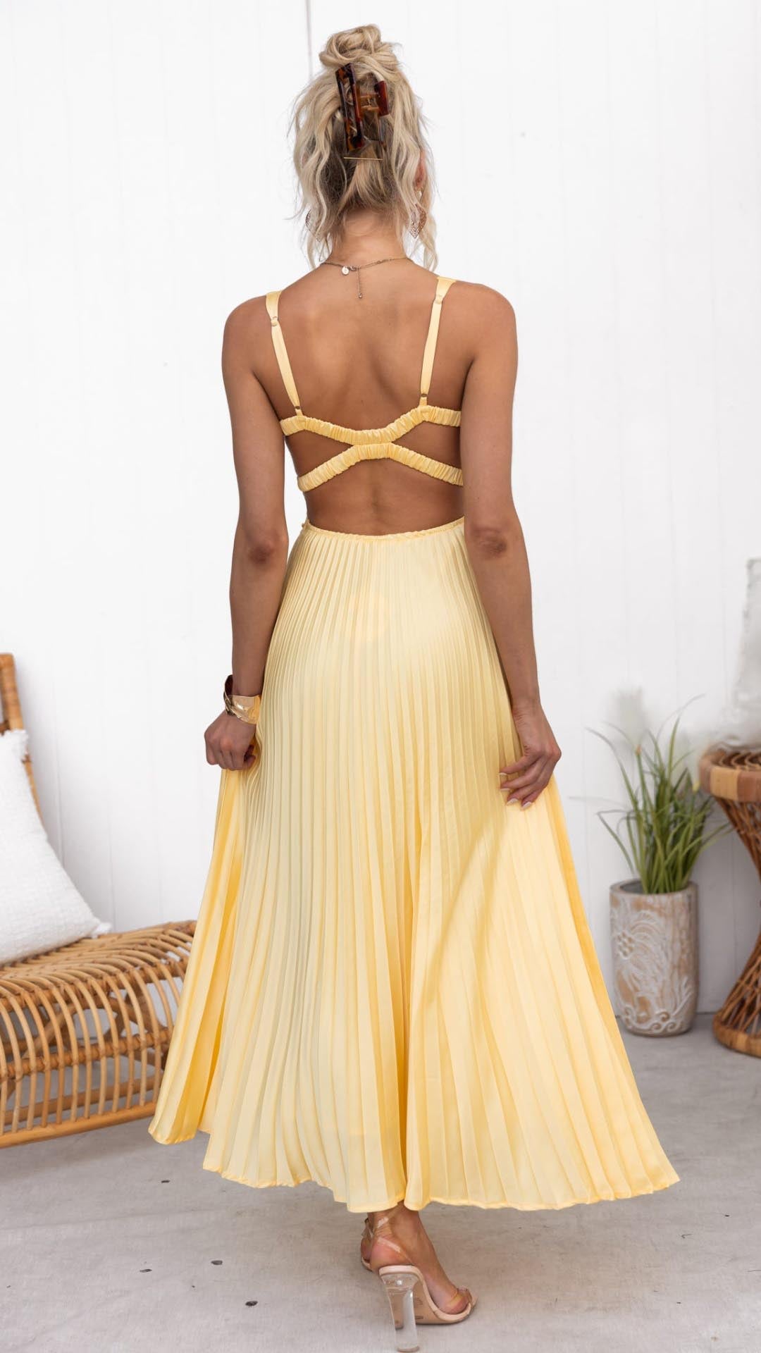 Lydia - Midikleid mit Falten und V-Ausschnitt