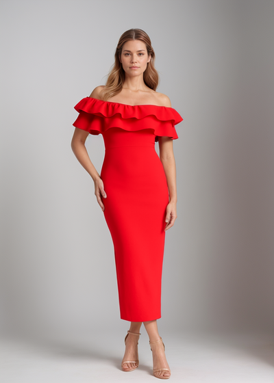 Lory - Schulterfreites Rüschenkleid