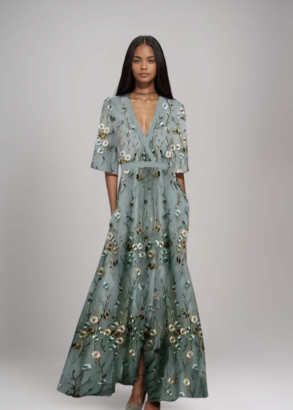 Laurel - Maxikleid mit Blumenstickerei