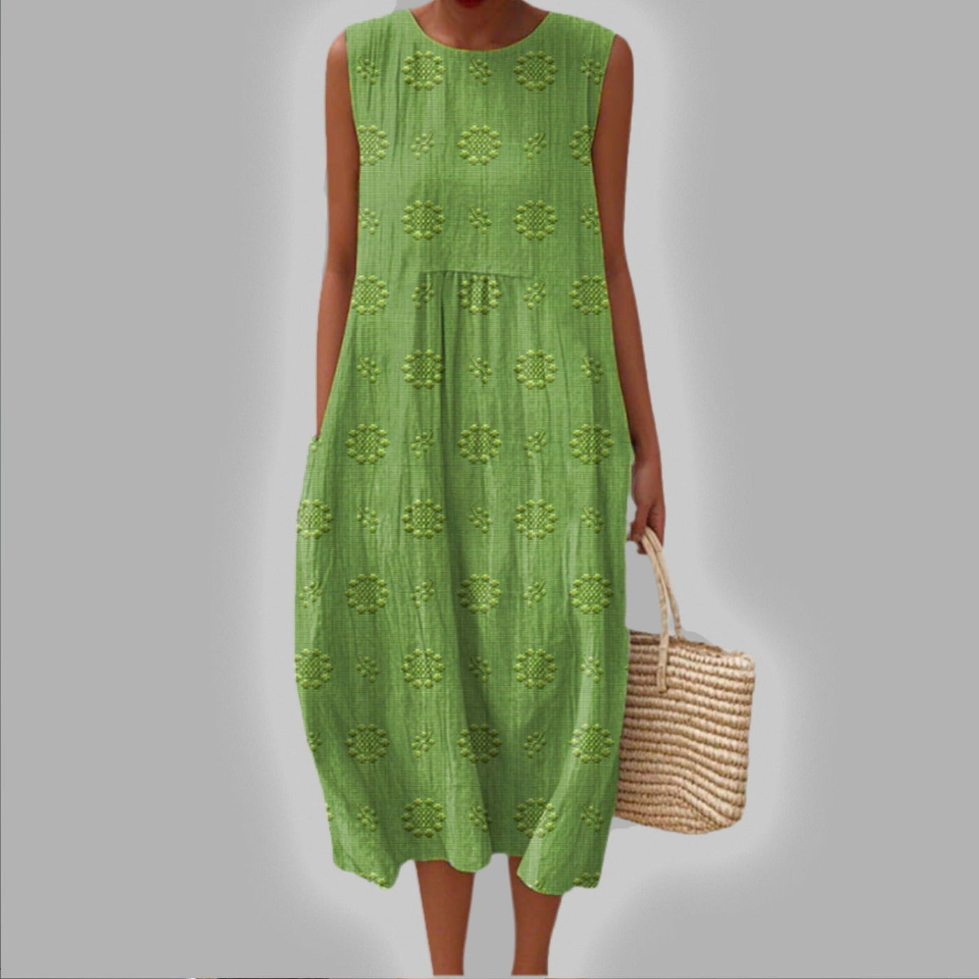 Leontine® | Elegantes ärmelloses Baumwollkleid mit Taschen