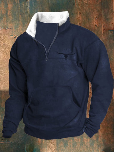 Luca® | Lässiger Reißverschluss Stehkragen Langarm Bedruckter Sweatshirt