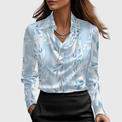 Lea® | Bluse mit luxuriösem Glanz und Faltenkragen
