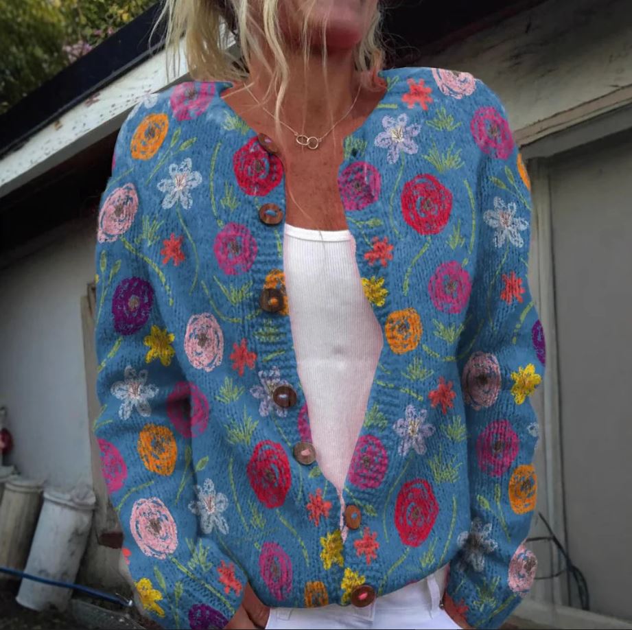 Aria® | Blaues Vest mit Blumenmuster