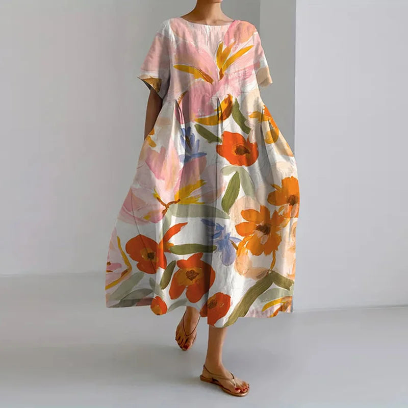 Anisa® | BLUMENPRINT V-AUSSCHNITT KLEID