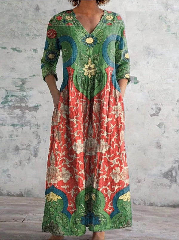 Alina® | Maxi-Kleid mit vintage Blumenmuster