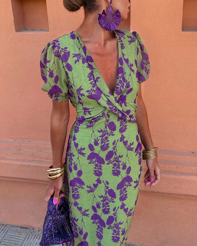 Elfriede® | Fantastisches V-Ausschnitt Midi Kleid
