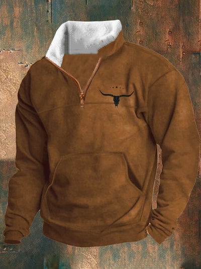 Luca® | Lässiger Reißverschluss Stehkragen Langarm Bedruckter Sweatshirt
