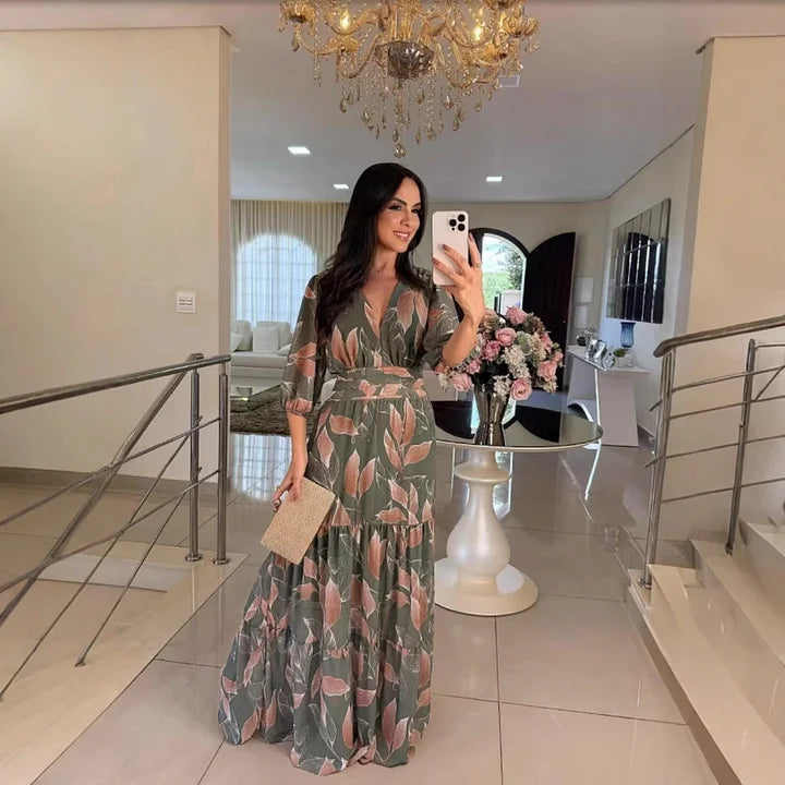 Sabine - Elegantes Maxikleid mit Blumendruck