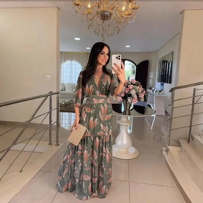 Sabine - Elegantes Maxikleid mit Blumendruck