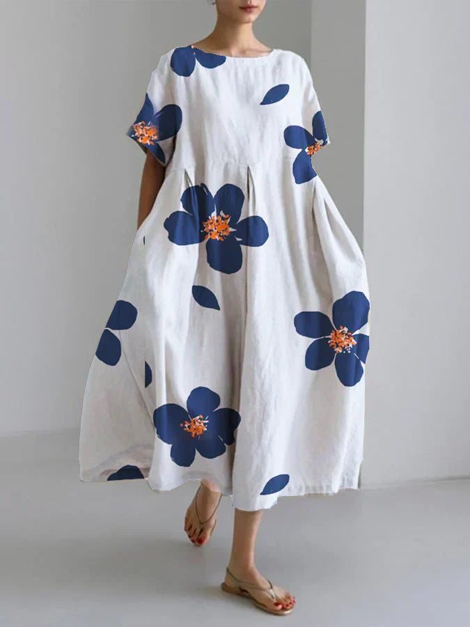 CATERINA | Ultra bequemes sommerlanges Kleid mit Blumenmuster, perfekt für sonnige Tage