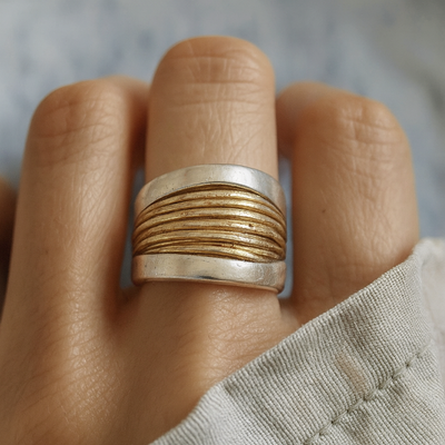 Dori® | Ring mit silbernen und goldenen Fäden