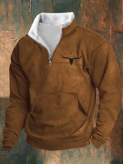 Luca® | Lässiger Reißverschluss Stehkragen Langarm Bedruckter Sweatshirt