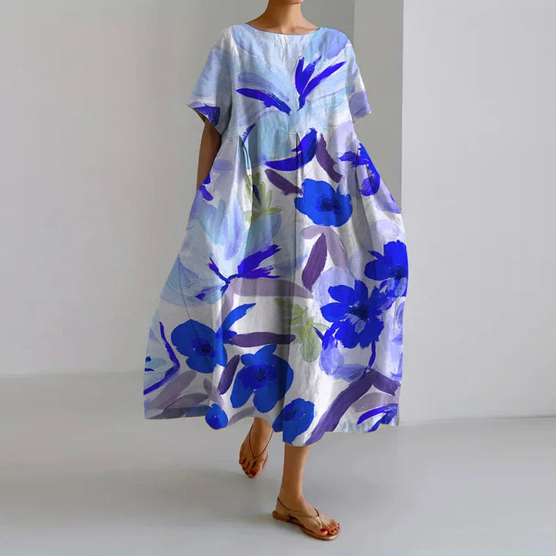 Anisa® | BLUMENPRINT V-AUSSCHNITT KLEID