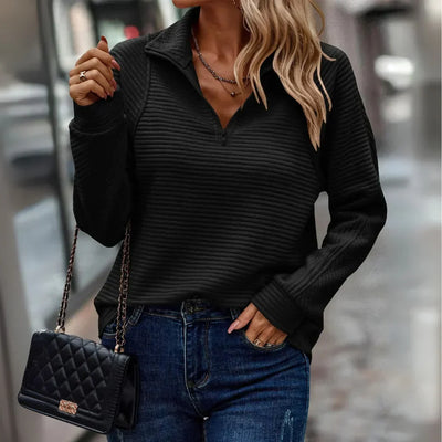 Helena - Halzippierter Langarm-Pullover