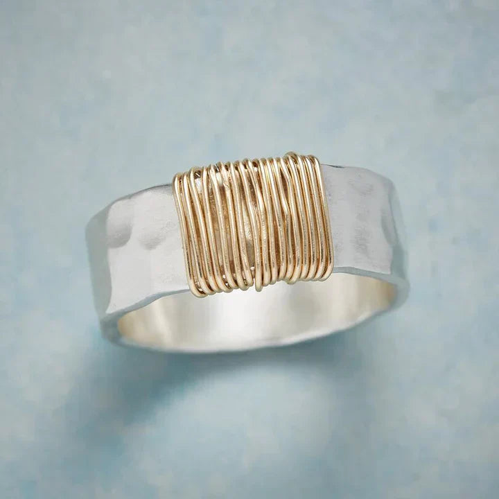 Isolde® | Vintage Goldfaden Ring in Silber