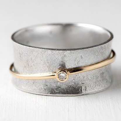 Marcelline® | Vintage Golden Line Zirkonia Silber Ring