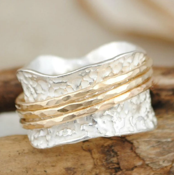 Ophelia® | Vintage Spinner Dünner Gold & Silber Ring