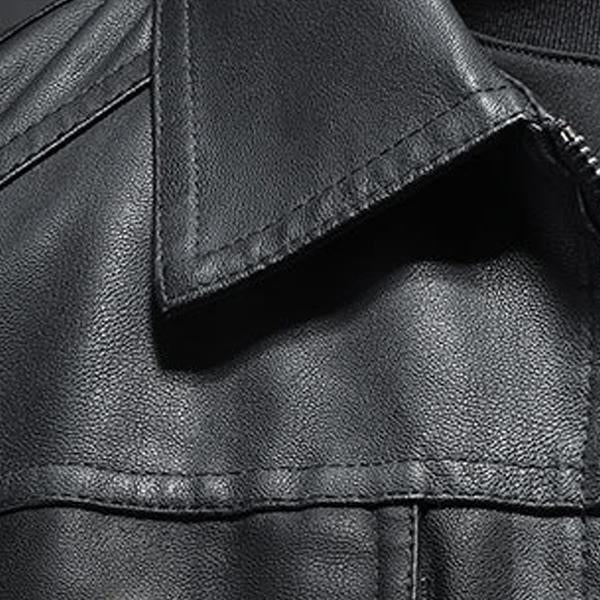 Matthias® | Herren Motorradjacke aus Leder mit Kragen