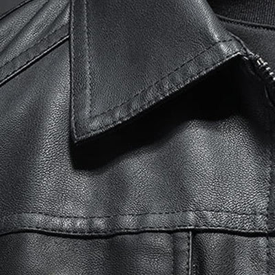Matthias® | Herren Motorradjacke aus Leder mit Kragen
