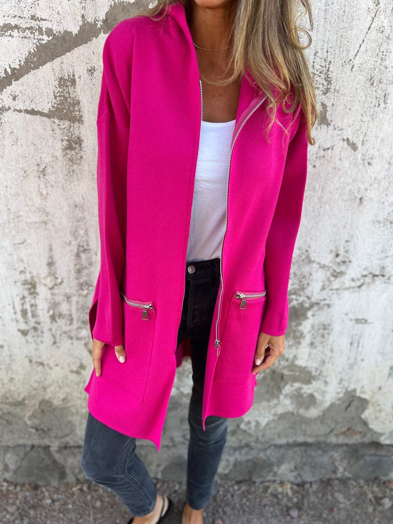 Lena® | Langärmliger Cardigan mit Reißverschluss