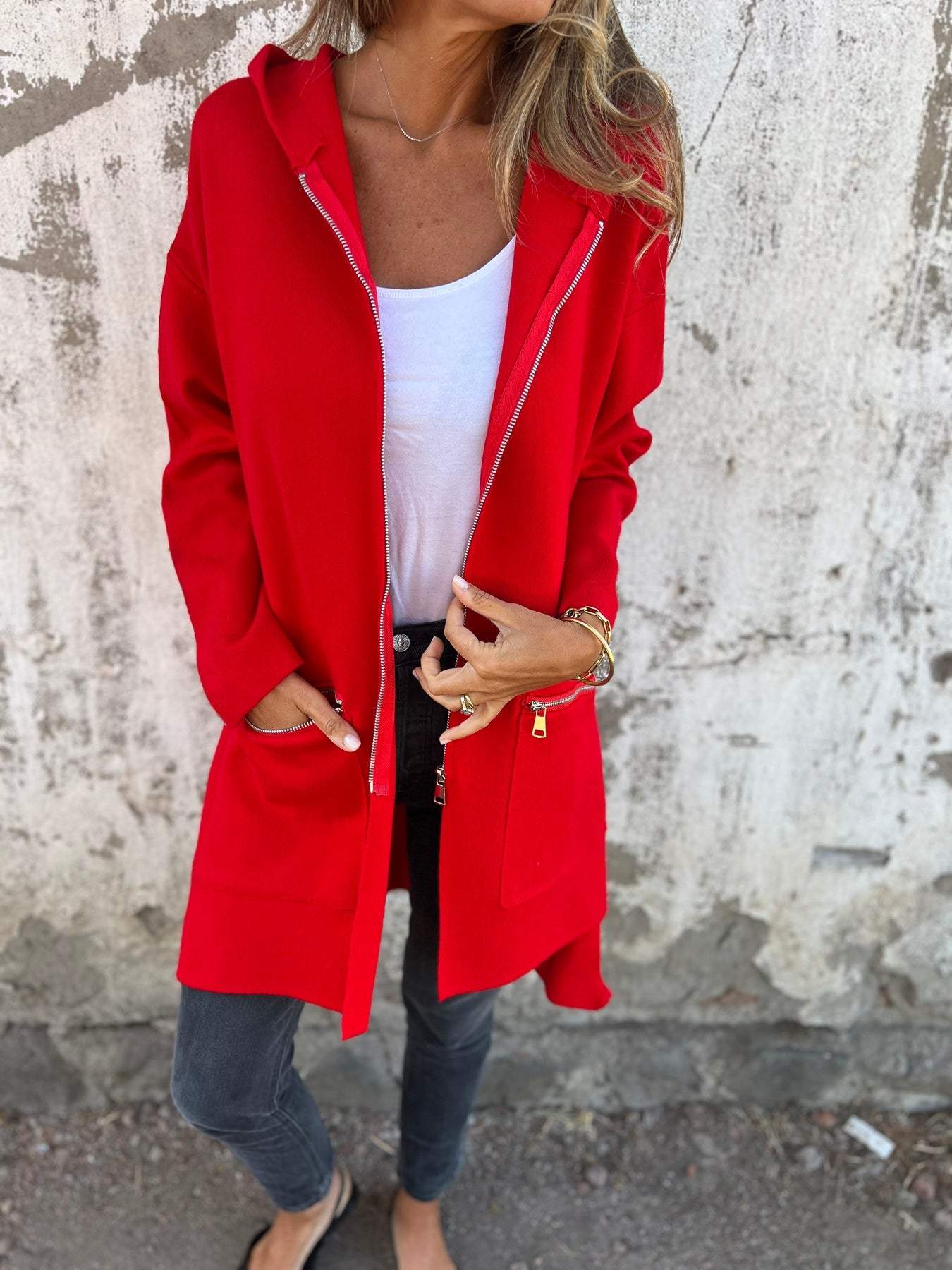 Lena® | Langärmliger Cardigan mit Reißverschluss