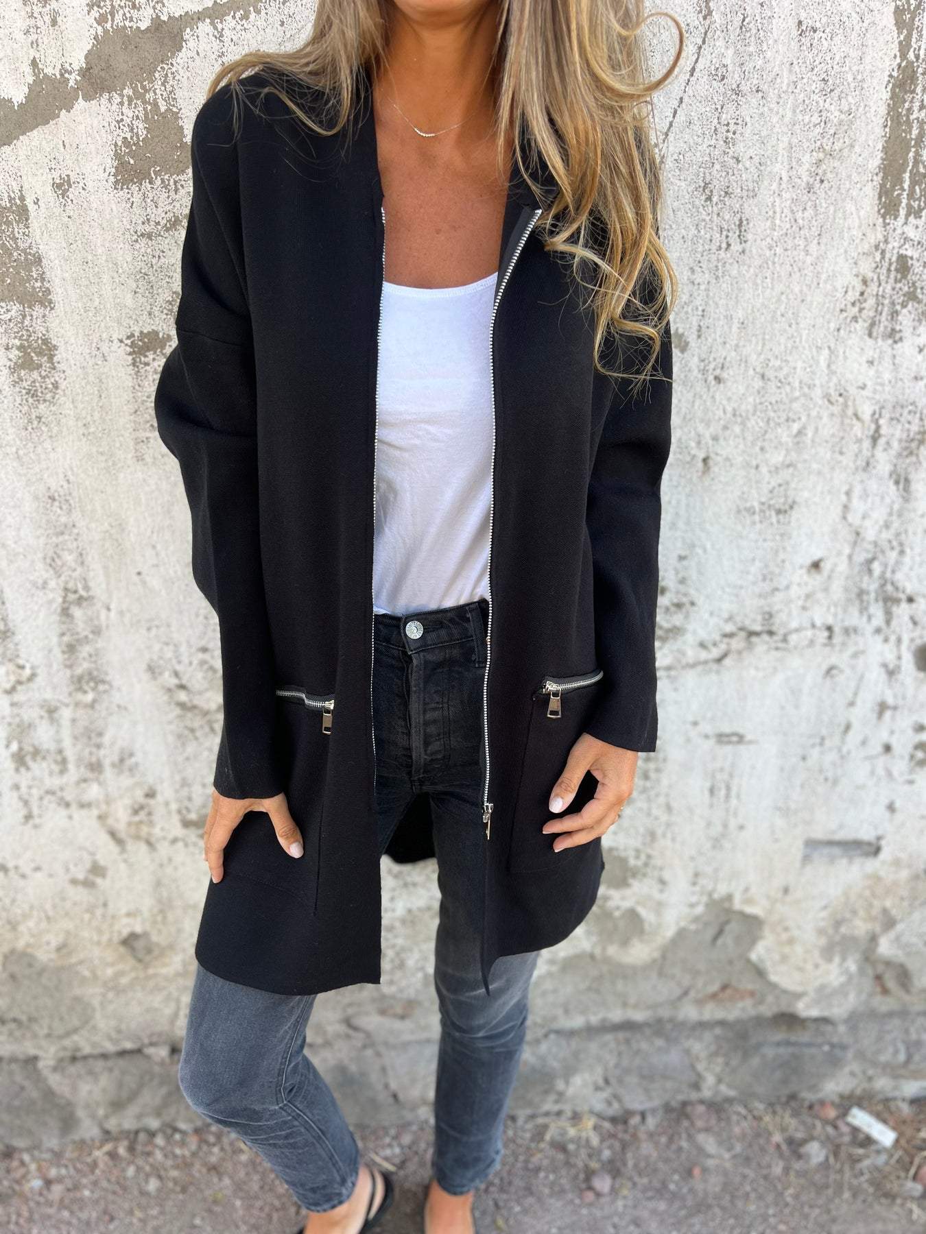 Lena® | Langärmliger Cardigan mit Reißverschluss