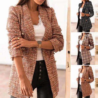 Monika® | Langärmliger Blazer mit Karomuster