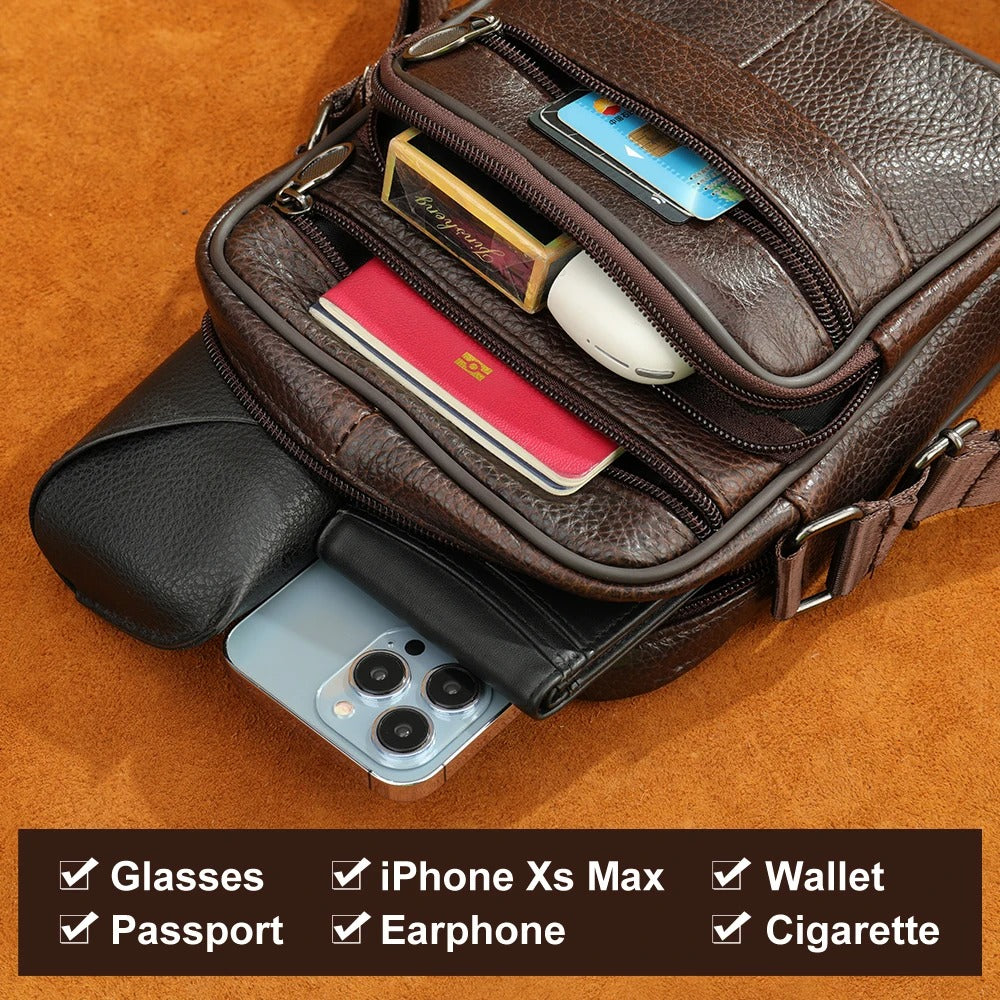 Zane® | Bequeme Leder-Schultertasche für Männer