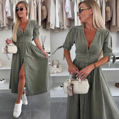 Louise - Leuchtendes Denim-Kleid