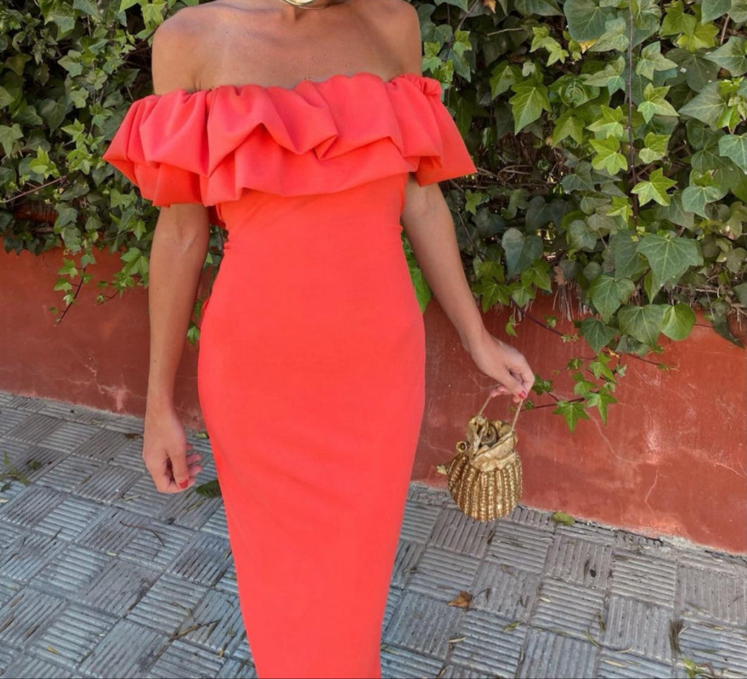 Lory - Schulterfreites Rüschenkleid